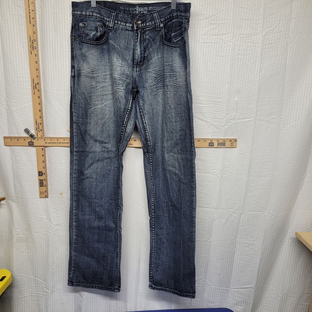 Urban Pipeline Mens 33x32 Straight Leg Jeans Dark Wash Whiskered Denim